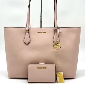 Michael Kors Sheila Large Logo Tote Bag & Matching Bifold Wallet Powder Blush